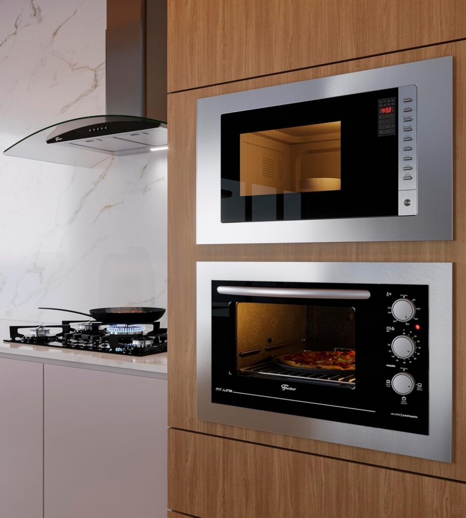 forno micro-ondas Fischer em uma cozinha planejada
